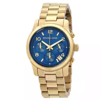 Michael Kors Runway Chronograph Quartz Blue Dial Ladies Watch MK7353 • $120.98