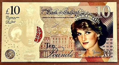 Ten Pounds Princess Diana 24k Gold Foiled Novelty Banknote Last Rose Of UK PP741 • £4.95