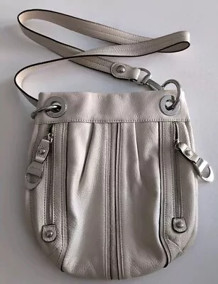 B. Makowsky Soft Cream Pebbled Leather Silver Hardware Shoulder/Crossbody Bag L • $34.99