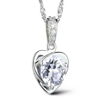 Women's Pendant 925 Sterling Silver Heart Stud Earrings Chain Necklace Jewellery • £3.05