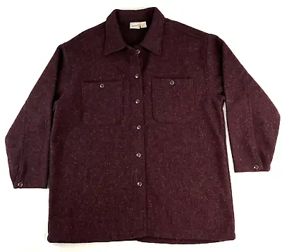 Vintage Woolrich Shacket Button Up Long Sleeve Wool Blend Maroon Red Womens Sz L • $47.99