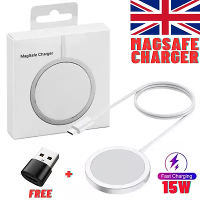 15W Wireless Fast Charger For Apple Mag Safe IPhone 14 13 12 11 Mini Pro 14 Max • £6.99