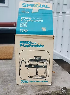 NEW OLD STOCK Vintage Corning Pyrex Ware 9 Cup Model 7759 Percolator Coffee Pot • $174.99