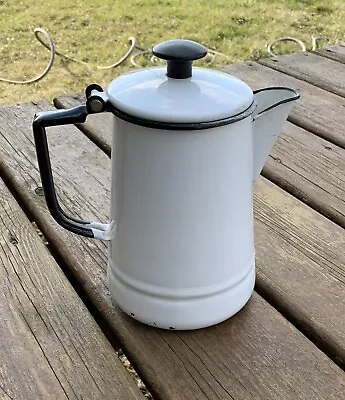 Georges Briard/ Enamel Coffee Percolator Pot 8.5  Vintage White And Black • $18.99