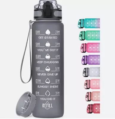 32Oz Motivational Water Bottle With Time Marker & Fruit Strainer Leak-Proof BPA • $15.99