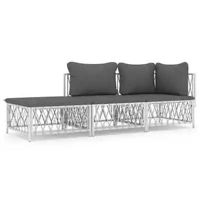 3-Piece Outdoor Sofa Set With Cushions Garden Patio Lounge Chair Setting Steel • $401.11