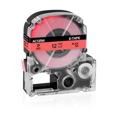 1PK Fits EPSON K-Sun 212BR 212BRPX 12mm Tape Black On Red Label 0.47  • $6.99