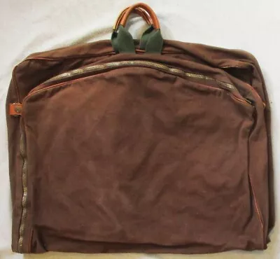 Vintage L L Bean Brown Canvas & Leather Large Garment Luggage Bag Freeport Maine • $49.99