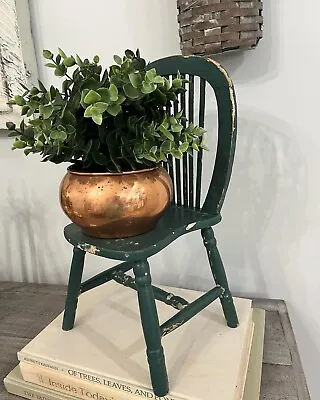 Vintage Small Wooden Spindle Toy Chair With Chippy Green Paint. Nice Plant Stand • $27.50