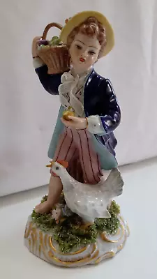 Gorgeous Vintage Capodimonte Porcelain Boy With Flower Basket & Chicken • £35