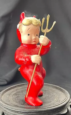 DEVIL SATAN With PITCH FORK Vintage CUTE Red ARTWARE ARDALT CERAMIC Figurine 1 • $19.99