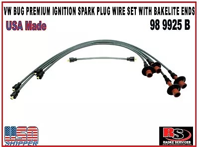 Vw Bug Premium Ignition Spark Plug Wire Set With Bakelite Ends 98 9925 B • $40.80