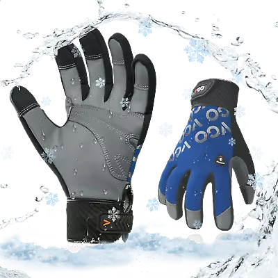 Vgo 1 Pair Goatskin Winter Waterproof Light Duty Work Glove (GA9604FLWP-BLU) • $23.18