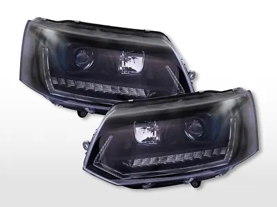 FK Pair LED DRL DYNAMIC Headlights VW Bus Camper Transporter T5 10-15 Black LHD • £457