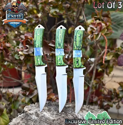 CSFIF Custom Forged Skinner Knife D2 Tool Steel Mixed Material Lot Of 3 Fishing • $16.64