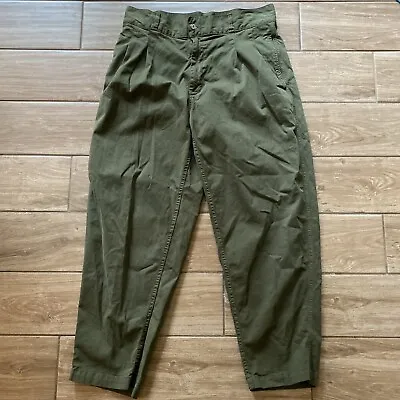 Edwin Isla Pleated Trousers Pants High Rise USA Made Juniper Green 31x29 • $35