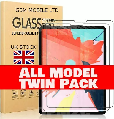 [2 Pack]Tempered Glass Screen Protector For IPad 23456789 Mini 2/45/6 Air Pro 11 • £4.99