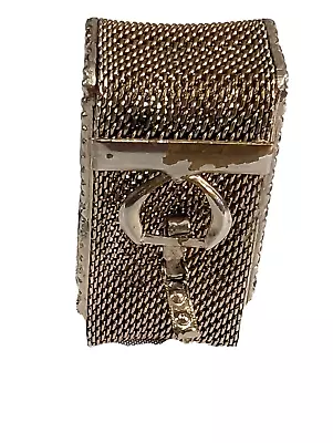 Vinaigrette Pill Box Container Antique Mesh Gold Tone Perfume Art Deco Jewelry • $59.95