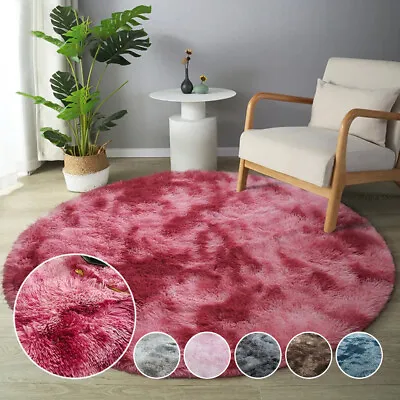 Fluffy Area Rugs Round Shaggy Carpet Fluffy Floor Mat Anti-Skid Rug Bedroom Home • $18.50