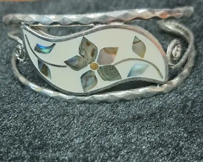 Alpaca Silver Bracelet Lot Abalone Shell Inlay Mexico Cuff CS-149 • $20