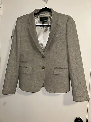 J. Crew Herringbone Schoolboy Wool Blazer Light Grey Size 6 • $49.99