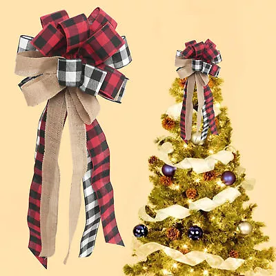 Xmas Bows Decoration Fine Workmanship Easy-apply Tree Topper Decorative • $19.86