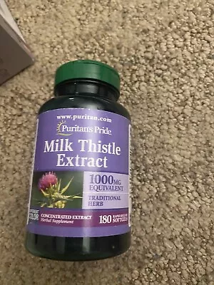 Puritan's Pride Milk Thistle Extract 1000 Mg Pills- 180 Softgels 5/26 • $13.98