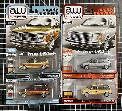 Auto World  Mighty Minivans 1984 Dodge Caravan & 1985 Plymouth Voyager Lot Of 4 • $49.99