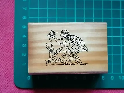 £1.99 • Buy Fairy Girl & Butterfly Wooden Rubber Stamp 