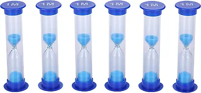 6 Pcs Plastic 1 Minute Sand Timer Sandglass Hourglass Sand Clock Blue • $9.52