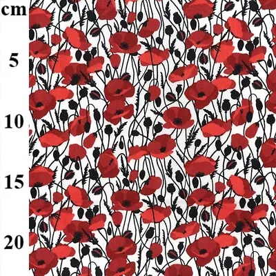 £9.50 • Buy 100% Cotton Poplin Fabric Rose & Hubble Poppy Poppies Floral Flower Stone Bow