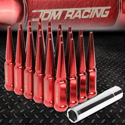 Jdm Closed-end Steel Red 24 Lug Nuts Set+lock Key M14x1.5 23mm Od/112mm Tall • $39.38