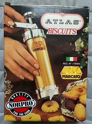 Vintage Marcato Atlas Biscuits Cookie Press Complete 20 Discs 4 Tips W Box • $22