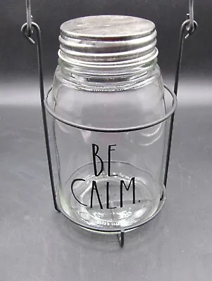 Vintage Rae Dunn  Be Calm  Mason Jar In Metal Holder • $12.99