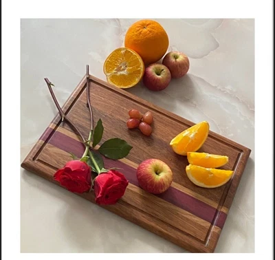 $45 • Buy Pack 2 Long Rectangle Rustic Charcuterie Cutting Board Set With Handle 