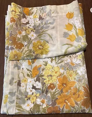 Vintage 1970 Semi-Sheer Country Prairie Cottage Curtains Set Of 2 Mustard Yellow • $35.99