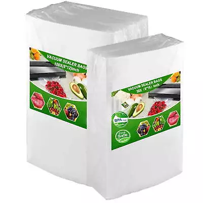 Vacuum Sealer Bags Food Storage Bags Meal Prep Sous Vide 100Qt 8x12  50Qt 6x10  • $19.55