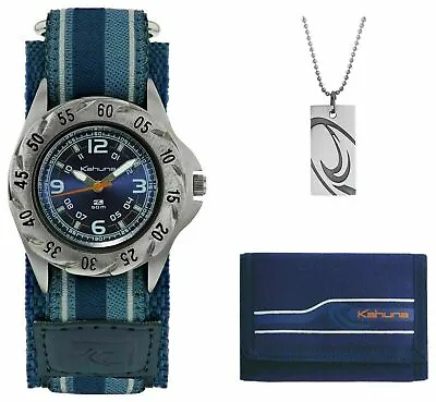 £7.99 • Buy Kahuna Blue Easy Fasten Strap Watch, Wallet & Bead/Tag Chain  CHILDREN'S 