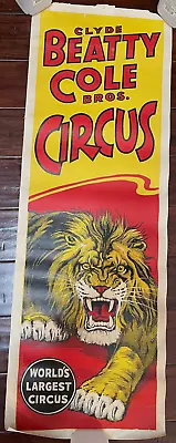 Original Vintage CIRCUS Poster - CLYDE BEATTY COLE BROS. - Lion Roaring - 1957 • $77.24