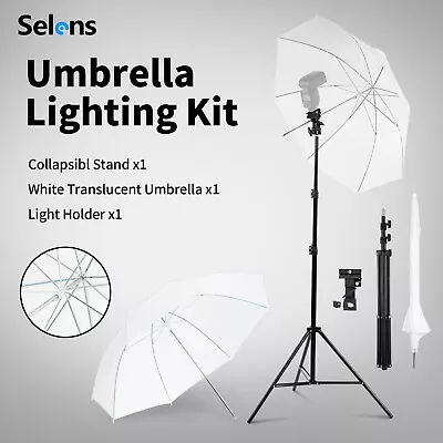 Photo Umbrella Kit 33 /84cm White Soft Umbrella With Light Stand And Flash Brack • $29.99