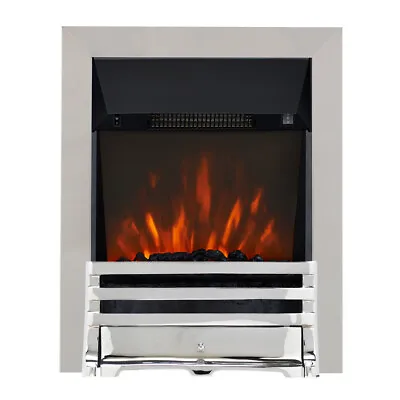 Electric Modern Chrome Remote 2kw Flame Coal Display Insert Inset Fireplace Fire • £243