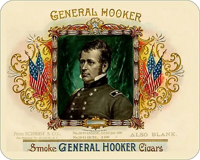 Civil WAr Gen. Hooker Cigar Label  Mousepad Mouse Pad Vintage Retro Advertising • $9.95