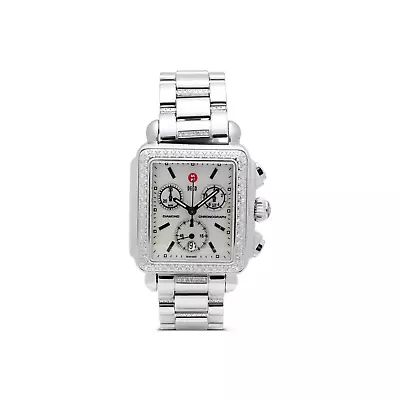 Michele Deco Steel Diamonds MOP Dial 33mm Quartz Est. Retail $2995 (Preowned) • $1199