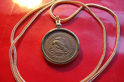 1944 Mexican Classic Coin Pendant And A 24  Gold Filled Rope Chain 28mm • $81.40