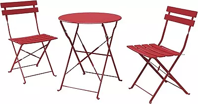 Bistro Set For 2 For Garden Weather Resistant Garden Table And Chairs RED £109 • £78.99