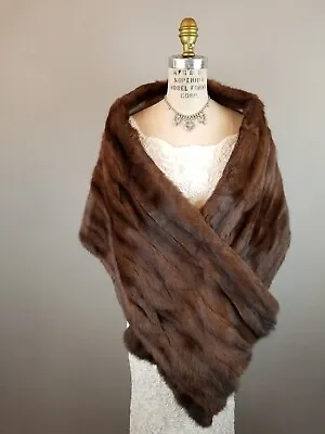 Vintage Elegant Brown Mink Stole Fur I. Magnin & Co Bridal Mink Cape Capelet • $265