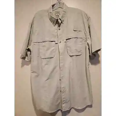 L.L.Bean Short Sleeve Vented Button Down Fishing Shirt Mens Large Sunsmart NWT • $21.95