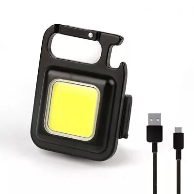 Mini Magnetic COB LED Keychain Light Flashlight USB Rechargeable Torch Lamp Work • £1.80