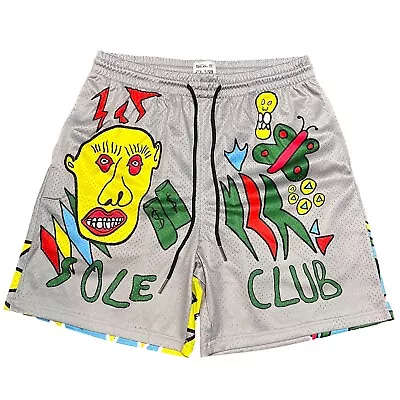 Sole Club Tweaker Gray Mesh Shorts Unisex Bravest Graphic Short Men 6  • $39.60