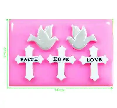 £6.50 • Buy Faith Hope & Love Crosses And Peace Doves Silicone Mould By Fairie Blessings